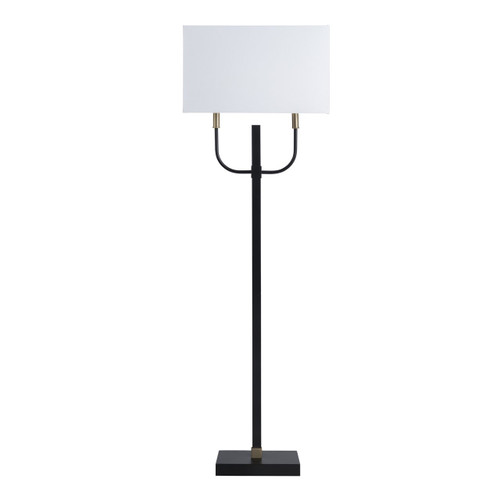 59.25" Black and Gold Metal Floor Lamp with Linen Shade