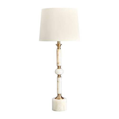 34.75" Marble and Metal Table Lamp with Linen Shade