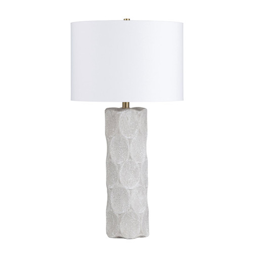 31.25"H White Ceramic Table Lamp with White Linen Shade