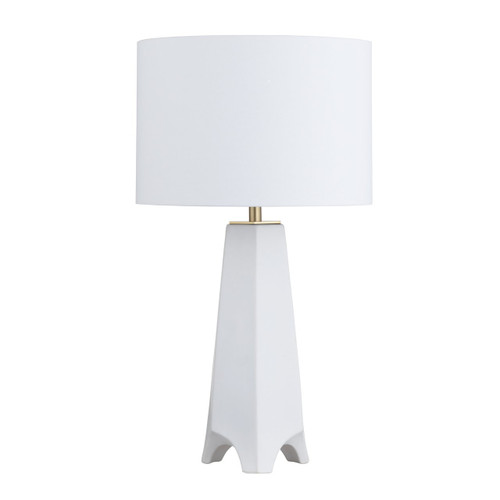 29.25"H White Ceramic Table Lamp with White Linen Shade