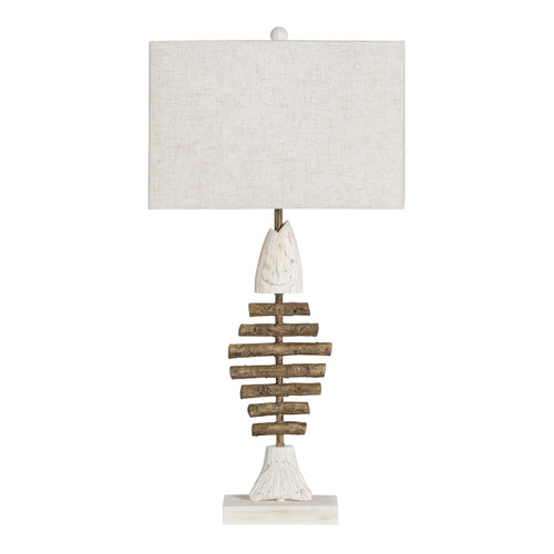 30"H Resin Table Lamp with Tan Linen Shade