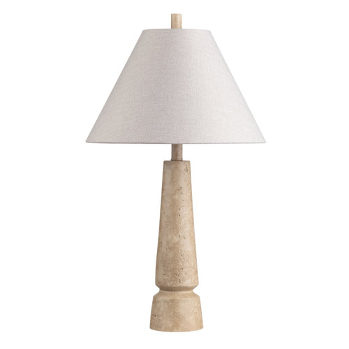 28" Tan Table Lamp with Empire Oat Linen Shade
