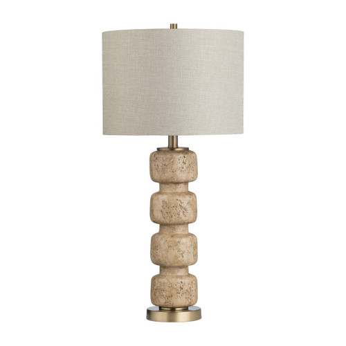 Set of 2 Faux Travertine Marble Finished Resin Table Lamp with Shade