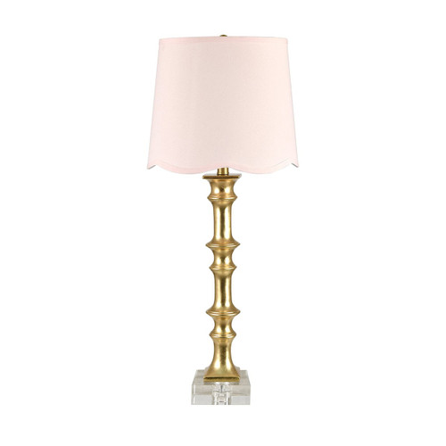 Set of 2 31.75" Gold Resin Table Lamp with Pink Linen Shade