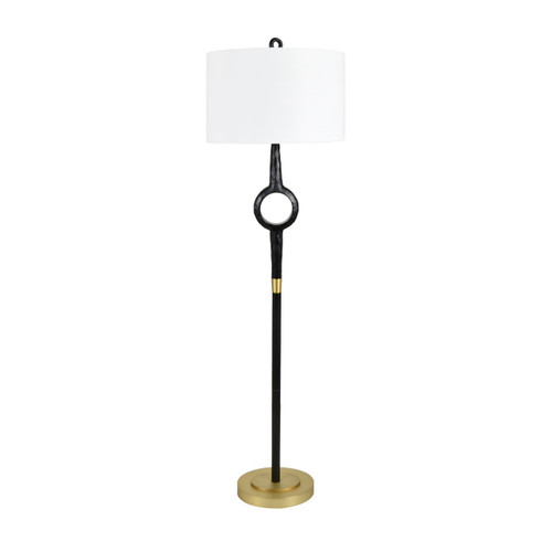 64.5"H Black And Gold Resin & Metal Floor Lamp With White Shade
