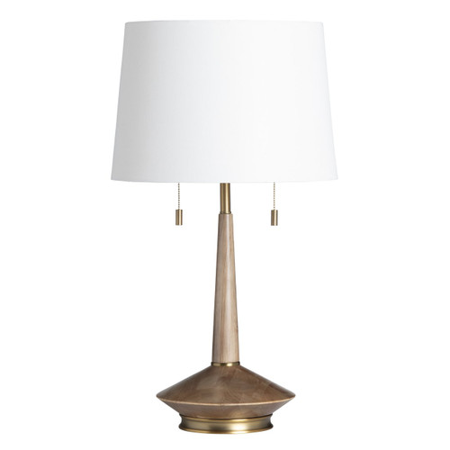28.75"H Wood and Metal Table Lamp with White Linen Shade