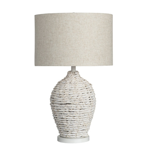 29.5"H Rattan Table Lamp with Linen Oatmeal Shade