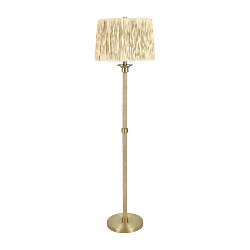 61.25" Metal and Rope Floor Lamp with Textured Paper Shade