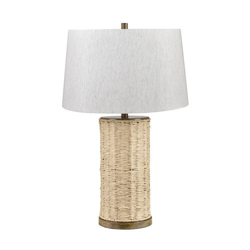 Set of 2 29.5"H White Washed Grass Rope Table Lamp With Oat Shade And Brown Metal Base