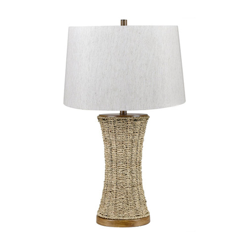 Set of 2 29.75"H White Washed Grass Rope Table Lamp With Oat Shade And Brown Metal Base