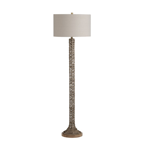 64" Rattan Floor Lamp with  Linen Shade