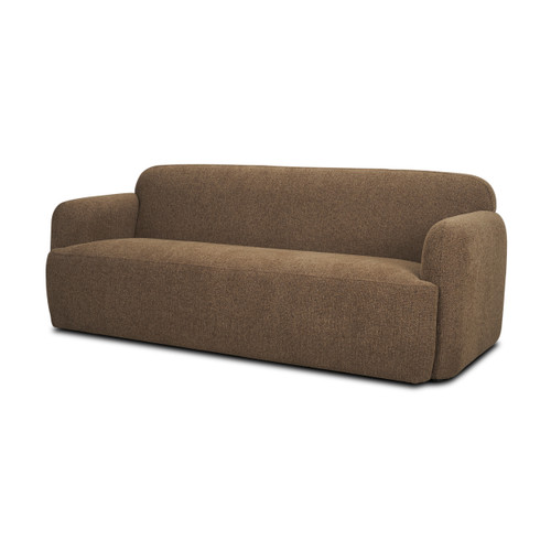 Saga Textured Brown Plush Fabric 3 Seater Sofa