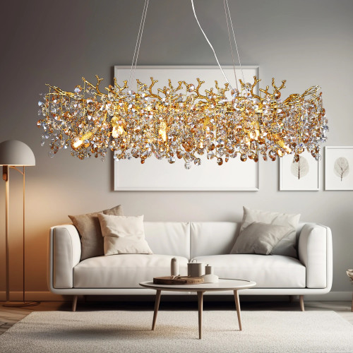 Ice Drops Winter Tree Branch Art Glass Chandelier Lighting