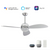 COREN 52 inch 3-Blade Crystal Chandelier Smart Ceiling Fan with LED Light Kit & Remote - Silver/Silver
