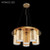 6  Light, Gold Leaf Chandelier