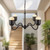 Effie 27-in Matte Black/Opal Glass Socket Chandelier