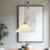 Ellen 20-in Brushed Gold/White Linen Socket Pendant