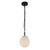 Cherise 7-in Matte Black/Glossy Ribbed Opal Glass Socket Pendant