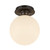 Otis 8-in Matte Black/Glossy Opal Glass Socket Semi-Flush Mount