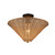 Bridgette 16-in Matte Black/Rattan Socket Semi-Flush Mount