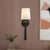 Bridgette 16-in Matte Black/White Linen Socket Wall/Vanity Light