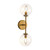 Cassia 20-in Aged Brass/Clear Glass 2 Lights Wall Vanity