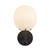 Cherise 7-in Matte Black/Glossy Ribbed Opal Glass Socket Wall/Vanity Light