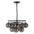 Faye 18-in Matte Black Chandelier with Clear Ribbed Glass - Matte Black/Smoked Solid Glass