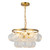 Faye 18-in Matte Black Chandelier with Clear Ribbed Glass - Brushed Gold/Clear Ribbed Glass