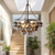 Faye 24-in Matte Black Chandelier with Clear Ribbed Glass - Matte Black/Smoked Solid Glass