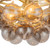 Faye 24-in Matte Black Chandelier with Clear Ribbed Glass - Brushed Gold/Smoked Glass