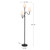 Sloan 68-in Matte Black Floor Lamp with White Linen Shades - Brushed Gold/White Linen