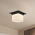 Mineral 8-in (6-in Height) Patina Brass Square Flush Mount with Opal Glass - Urban Bronze/Alabaster
