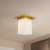 Mineral 8-in (9-in Height) Urban Bronze Square Flush Mount with Opal Glass - Patina Brass/Opal Glass