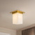 Mineral 8-in (9-in Height) Urban Bronze Square Flush Mount with Opal Glass - Patina Brass/Alabaster