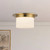 Mineral 11-in (6-in Height) Urban Bronze Cylinder Flush Mount with Opal Glass - Patina Brass/Opal Glass