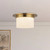 Mineral 11-in (6-in Height) Urban Bronze Cylinder Flush Mount with Opal Glass - Patina Brass/Alabaster