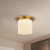 Mineral 11-in (9-in Height) Urban Bronze Cylinder Flush Mount with Opal Glass - Patina Brass/Alabaster