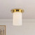 Mineral 8-in (9-in Height) Urban Bronze Cylinder Flush Mount - Patina Brass/Opal Glass