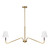 Sloan 30-in Matte Black Linear Pendant with White Linen Shades - Brushed Gold/White Linen