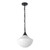 Farrah 12-in Matte Black Pendant with Ribbed Opal Glass - Matte Black/Glossy Ribbed Opal Glass