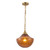 Farrah 12-in Matte Black Pendant with Ribbed Opal Glass - Brushed Gold/Amber