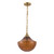 Farrah 12-in Matte Black Pendant with Ribbed Opal Glass - Brushed Gold/Amber