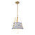 Scout 13-in Matte Black Pendant with Patterned Pleated Blue Linen Shade - Brushed Gold/Blue Linen
