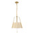 Scout 13-in Matte Black Pendant with Patterned Pleated Blue Linen Shade - Brushed Gold/White Linen
