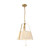 Scout 13-in Matte Black Pendant with Patterned Pleated Blue Linen Shade - Brushed Gold/White Linen