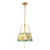 Scout 13-in Matte Black Pendant with Patterned Pleated Blue Linen Shade - Brushed Gold/Green Linen
