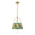 Scout 13-in Matte Black Pendant with Patterned Pleated Blue Linen Shade - Brushed Gold/Green Linen