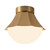 Shelton 12-in Matte Black Semi-Flush Mount with Matte Opal Glass - Brushed Gold