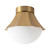 Shelton 12-in Matte Black Semi-Flush Mount with Matte Opal Glass - Brushed Gold